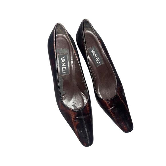Vintage Vaneli brown leather pointed toe pumps heels Size 7 Career Office - Picture 4 of 8